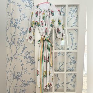 Worn once - pink city prints dress with tie